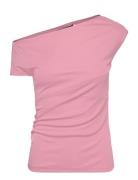 Lauren Ralph Lauren Jersey Asymmetrical Off-The-Shoulder Top Rosa