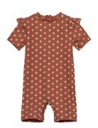 Petit Piao Swimjumpsuit Frills Printed Brun