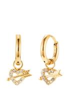 By Jolima Heart And Arrow Hoop Crystal Gold Guld