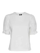 Vero Moda Vmsenna Ss Emb Sleeve Top Jrs Vit