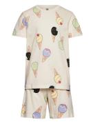 Lindex Pyjama Tee Shorts Set Aop Summ Multi/patterned