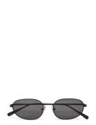 Weekday Minimal Oval Metal Sunglasses Svart