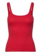 Weekday Close Fitted Ribbed Singlet Röd