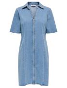 ONLY Onlfrida Ss Zip Dnm Dress Gua Blå