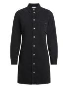 Calvin Klein Jeans Ls Fitted Denim Dress Svart