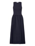 Mango Flared Dress In Combined Fabric Marinblå