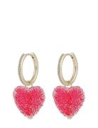 SNÖ Of Sweden Sugar Hearts Pendant Ear G/Red - Röd