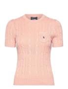 Polo Ralph Lauren Cable-Knit Cotton Short-Sleeve Sweater Rosa