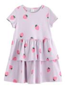 Lindex Dress Ss Peplum Aop Lila