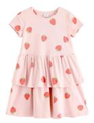 Lindex Dress Ss Peplum Aop Rosa
