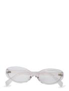 Monki Slim Oval Tinted Sunglasses Vit