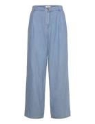 Mango Wide Leg Lyocell Pants With Pleats Blå