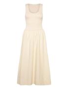 Mango Flared Dress In Combined Fabric Kräm