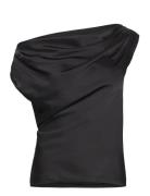 Lauren Ralph Lauren Satin Charmeuse Off-The-Shoulder Blouse Svart