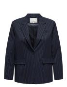 ONLY Carmakoma Cardamie L/S Pinst Slit Ovs Blazer Tlr Marinblå