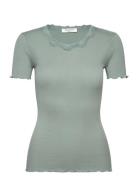 Rosemunde Rwbeatha Silk Ss Lace T-Shirt Grön