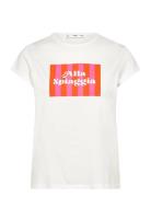 Mango Printed Cotton-Blend T-Shirt Vit