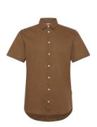 Casual Friday Cfaksel Ss Linen Mix Shirt Brun