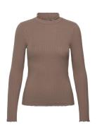 JDY Jdyfransiska Life L/S Hi-Nck Top Jr Noos Brun