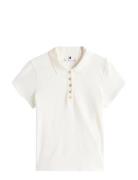 Tommy Hilfiger Gold Button Slim Ss Polo Vit