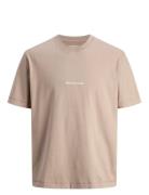 Jack & J S Jornorrebro Emb Tee Ss Crew Neck Noos Beige