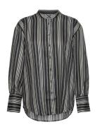 GANT Relaxed Striped Stand Collar Shirt Svart