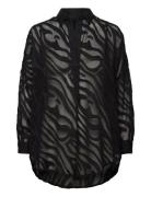 French Connection Zebra Devore Popover Svart