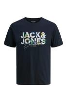 Jack & J S Jjgeplas Tee Ss Crew Neck Jnr Marinblå