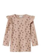 Name It Nmfwang Wool Rib Ls Top Aop W/Flounce Rosa