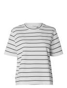Selected Slfessential Ss Striped Boxy Tee Vit