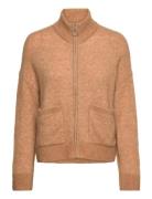 Selected Slfsia Ras Ls Knit Zipper Cardigan Noos Beige