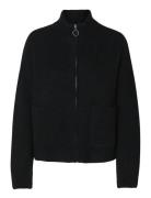 Selected Slfsia Ras Ls Knit Zipper Cardigan Noos Svart