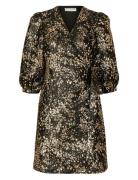 Selected Slfpaula-Siv Golden Leo 3/4 Short Dressb Guld