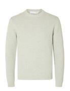 Selected Slhdane Ls Knit Structure Crew Neck Noos Grå