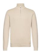 Selected Slhdane Ls Knit Structure Half Zip Noos Kräm
