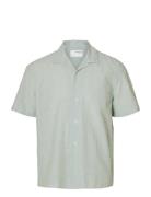 Selected Slhrelaxnew-Linen Shirt Ss Resort Grön