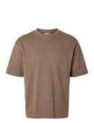 Selected Slhlooseoscar Ss O-Neck Tee Noos Brun