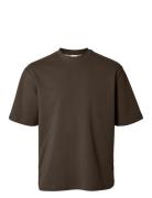 Selected Slhlooseoscar Ss O-Neck Tee Noos Brun