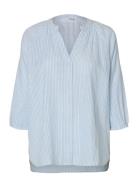 Selected Slfalberta 3/4 Stripe Shirt Noos Blå