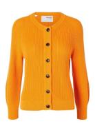 Selected Slflola Ls Knit Cardigan Orange