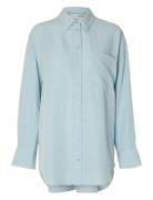 Selected Slfmaddie Ls Striped Tencel Shirt B Blå