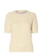 Selected Slfelinna New Ss Knit Top Noos Beige