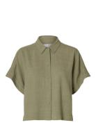 Selected Slfviva Ss Cropped Shirt Noos Grön