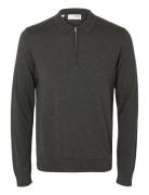 Selected Slhberg Ls Half Zip Polo Noos Grå