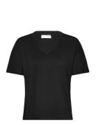 Selected Slfcarli Ss V-Neck Tee Svart