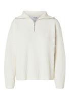 Selected Slfbloomie Ls Knit Half Zip Noos Vit