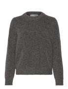 Selected Slfsia Ras Ls Knit O-Neck Noos Grå