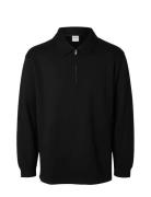 Selected Slhrelax-Emanuel Soft Polo Zip Sweat Ex Svart
