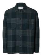 Selected Slhboxy-Houndstooth Big Check Overshirt Marinblå