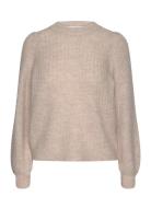 Selected Slflulu Ls Structure Knit O-Neck Beige